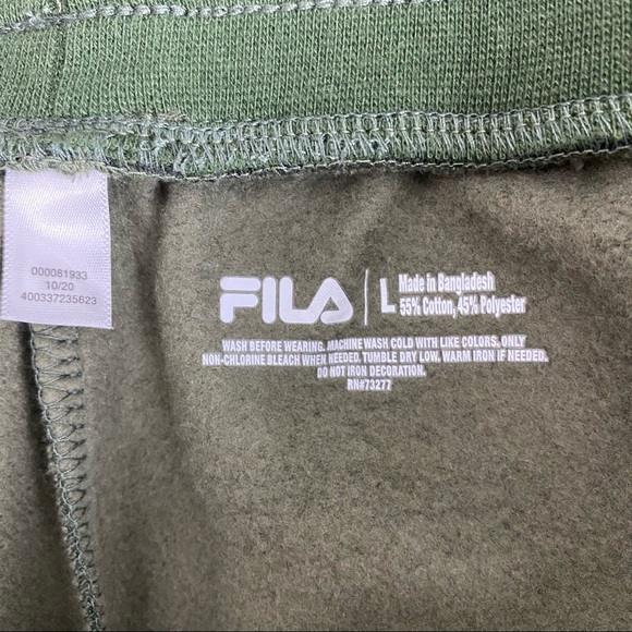 FILA Green Camo Fleece Jogger Sweatpants L - Picture 3 of 6